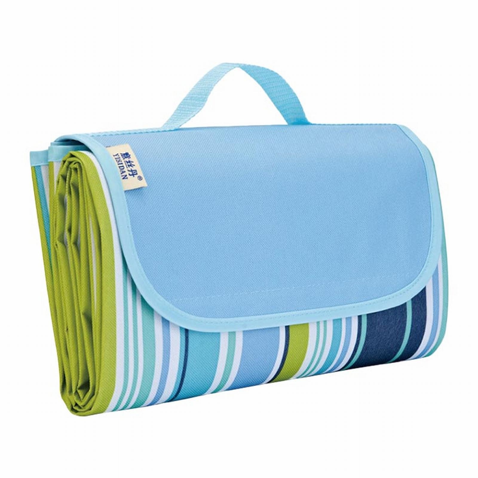 thumbnail image 2 of Manta de picnic y arena a prueba de Durable plegable extra grande Mat para viajes al aire libre playa parque portátil con bolsa de viaje Azul 79 In. X 59 In, 2 of 4